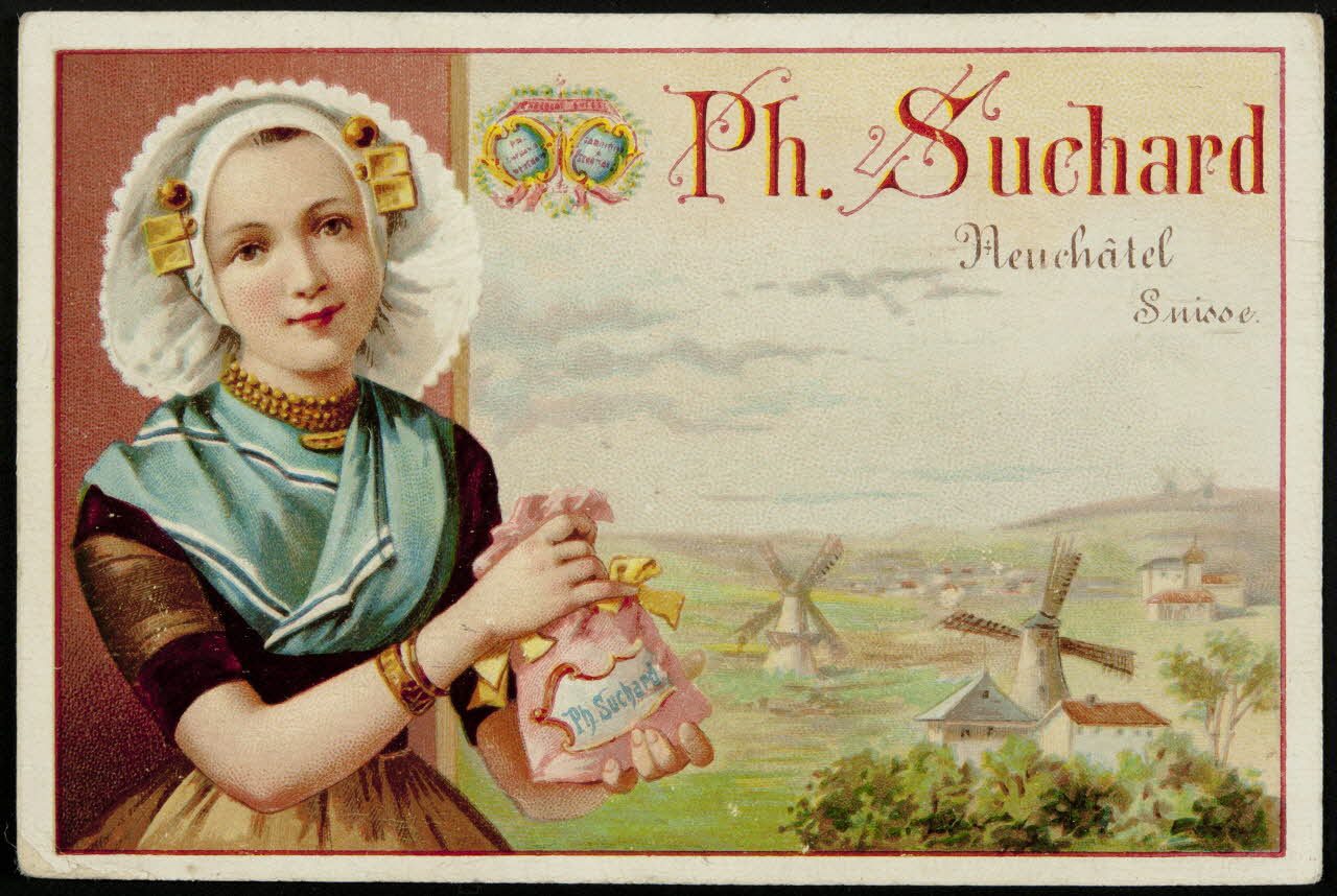 Suchard Philippe carte réclame chromo Neuchâtel 1880-1914 1996.40.161.1 Photo