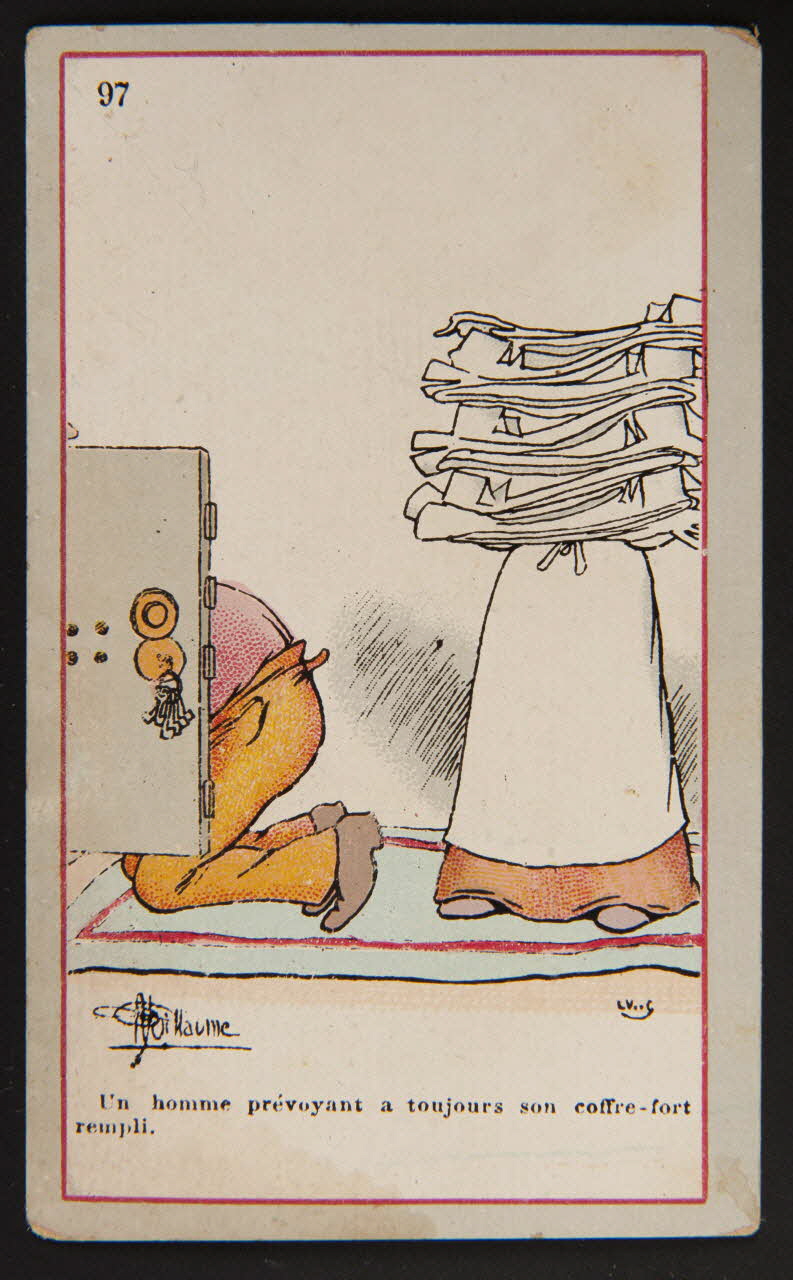 Carte réclame 97  Un homme prévoyant a toujours son coffre-fort  rempli. 1996.40.1639.17 Photo