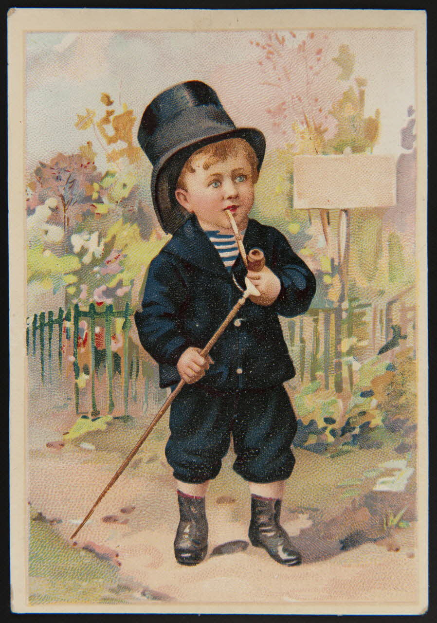 Carte réclame Petit garçon fumant la pipe 1996.40.1641.4 Photo