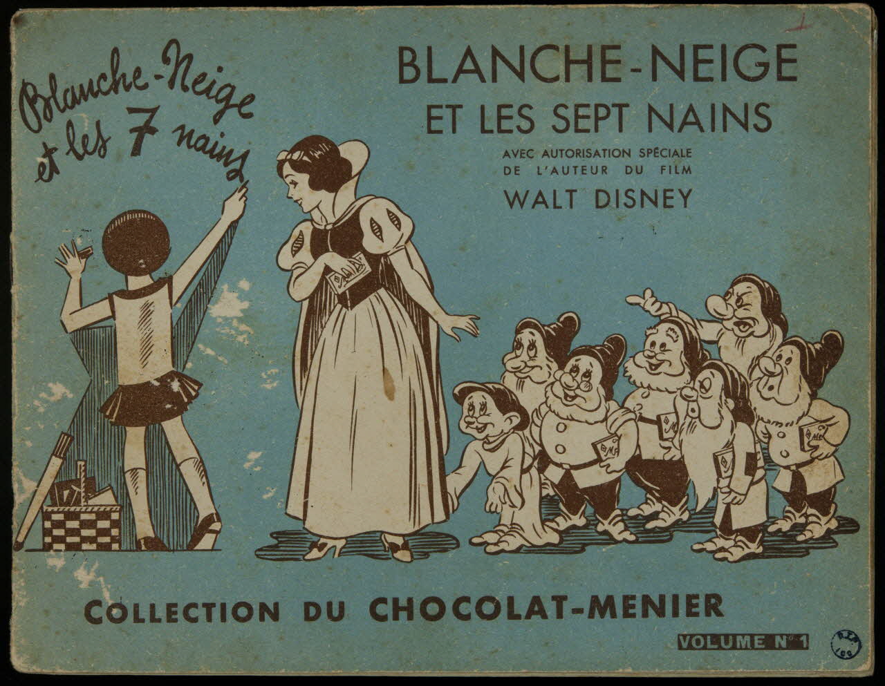 album BLANCHE-NEIGE  ET LES SEPT NAINS  AVEC AUTORISATION SPECIALE  DE L'AUTEUR DU FILM  WALT DISNEY  COLLECTION DU CHOCOLAT-MENIER  VOLUME N°1 France 1939 2007.46.168 Photo