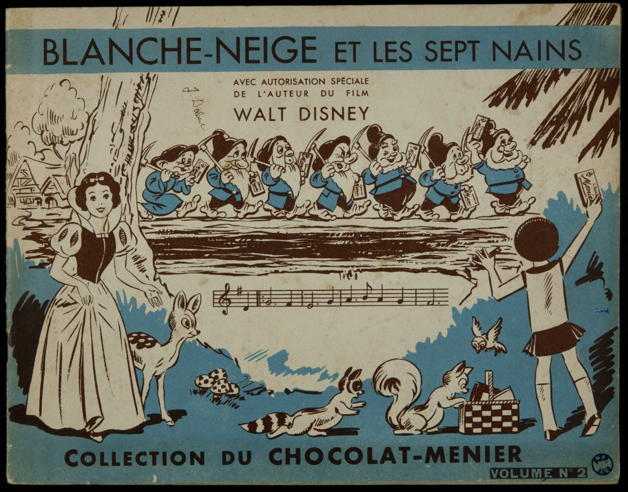 album BLANCHE-NEIGE ET LES SEPT NAINS  AVEC AUTORISATION SPECIALE  DE L'AUTEUR DU FILM  WALT DISNEY  COLLECTION DU CHOCOLAT-MENIER  VOLUME N°2 France 1939 2007.46.169 Photo