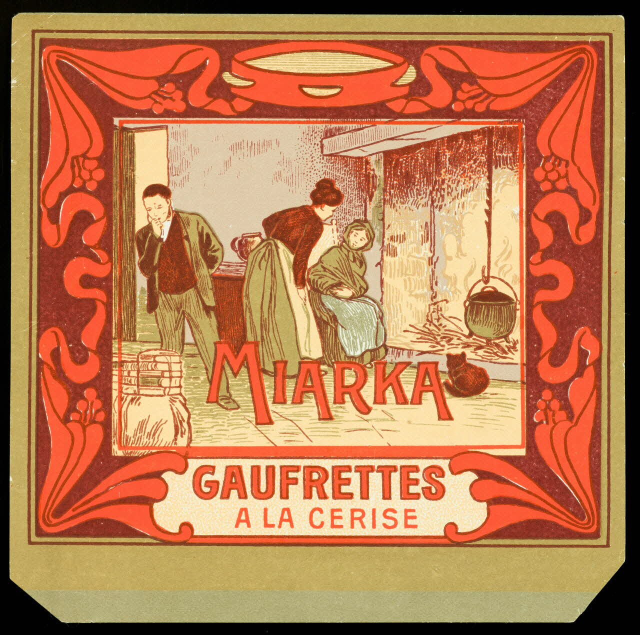 étquette publicitaire MIARKA  GAUFRETTES  A LA CERISE 1996.40.1932.1 Photo