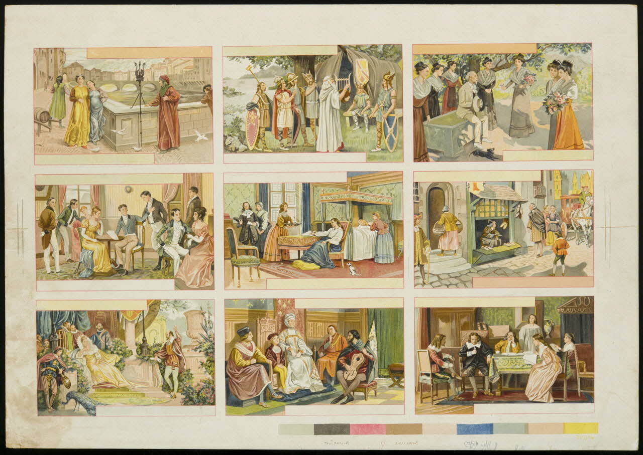 planche de cartes réclame avec références chromatiques chromo 1996.40.1959 Photo