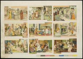 planche de cartes réclame avec références chromatiques chromo 1996.40.1959 Photo