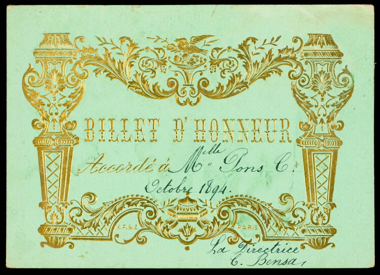 billet d'honneur BILLET D'HONNEUR 1996.40.1965.2  Photo