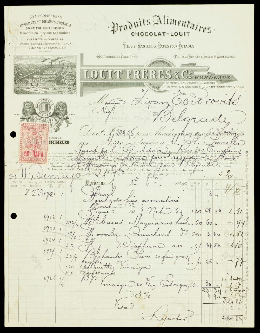 facture LOUIT FRERES & Co. 1996.40.1982 Photo