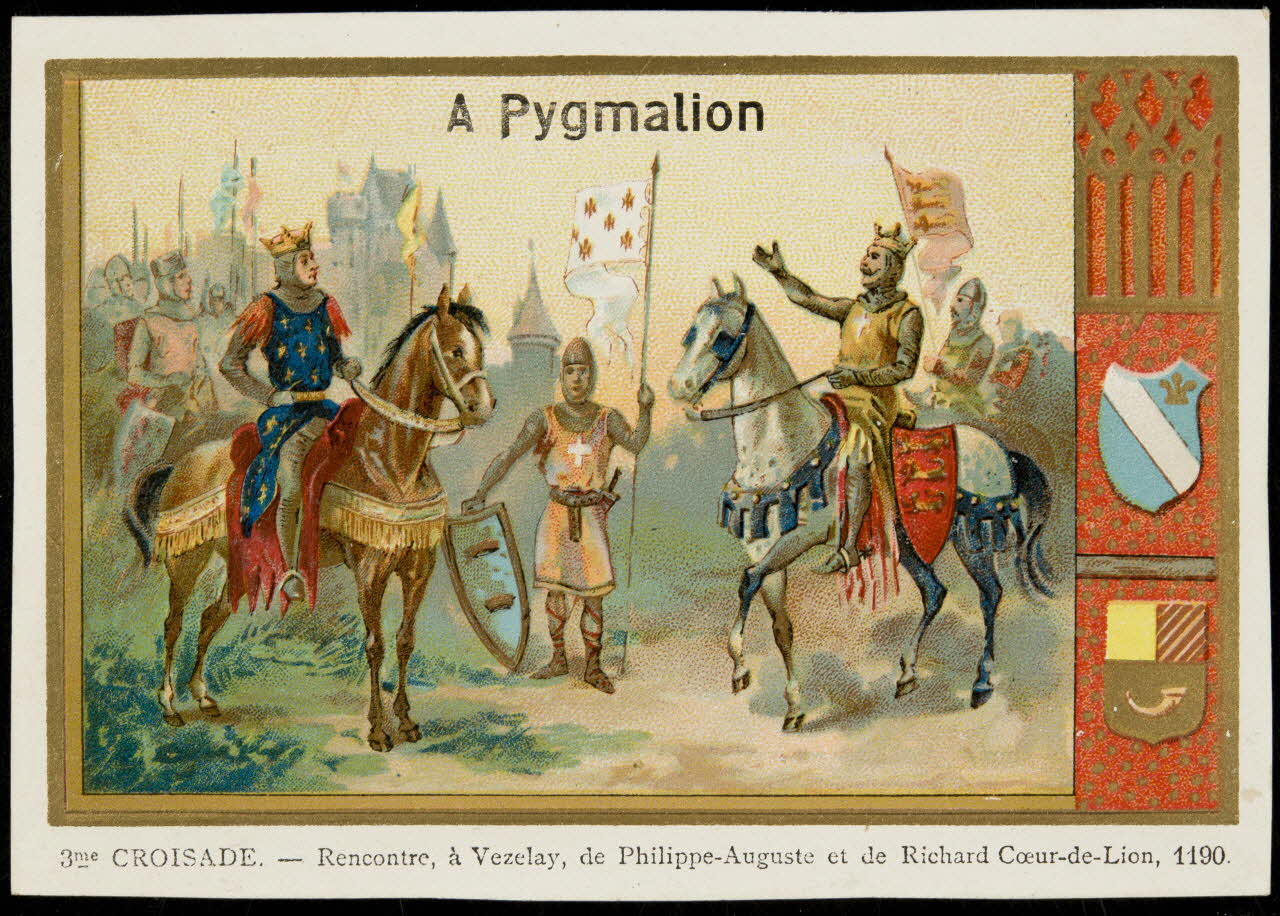 carte réclame 3me CROISADE. - Rencontre, à Vezelay, de Philippe-Auguste et de Richard Coeur-de-Lion, 1190. 1996.40.2027.7 Photo