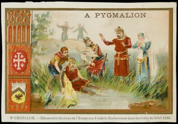 carte réclame 3e CROISADE. - Découverte du corps de l'Empereur Frédéric Barberousse dans la rivière de Sélef, 1190. 1996.40.2027.8 Photo