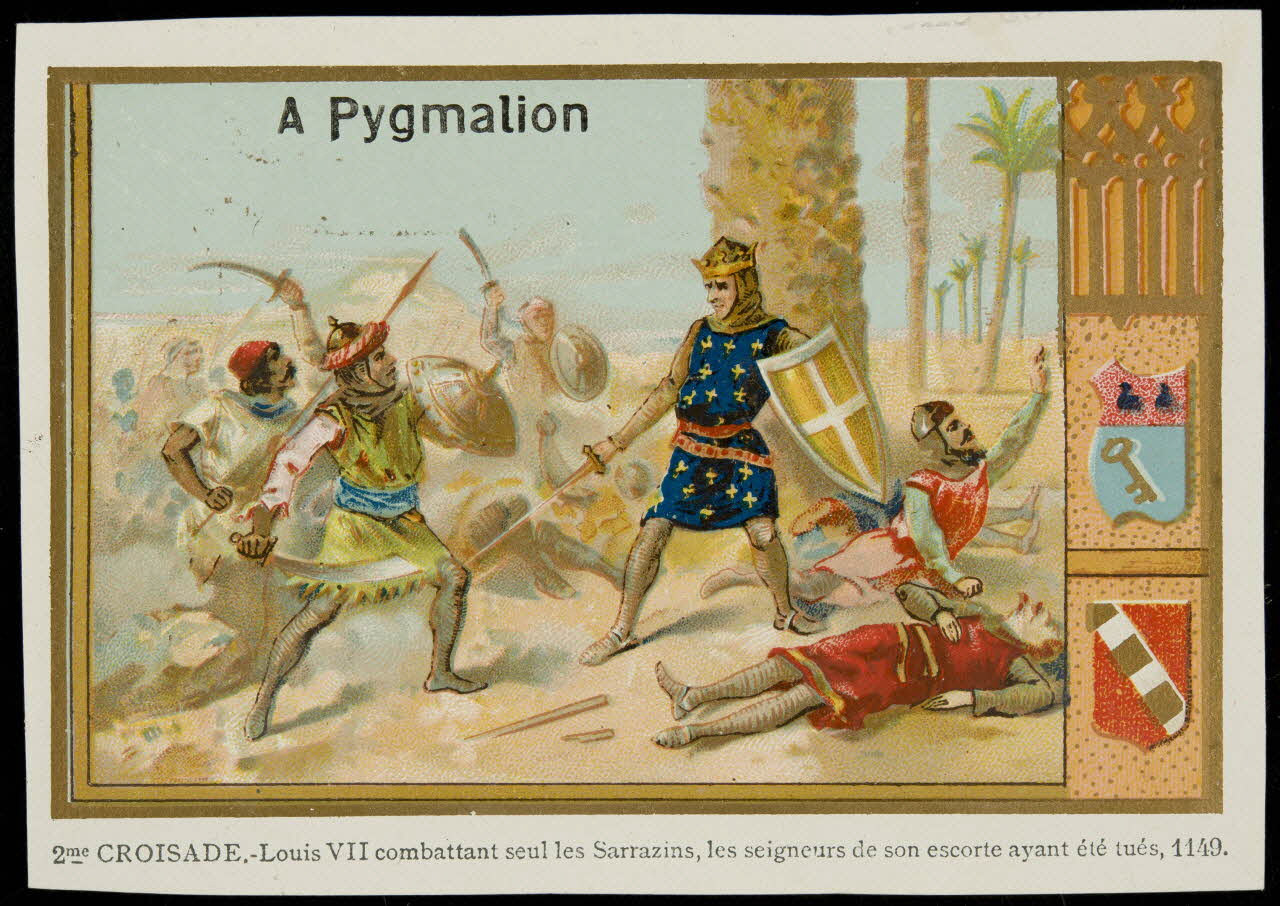carte réclame 2me CROISADE.-Louis VII combattant seul les Sarrazins, les seigneurs de son escorte ayant été tués, 1149. 1996.40.2027.9 Photo