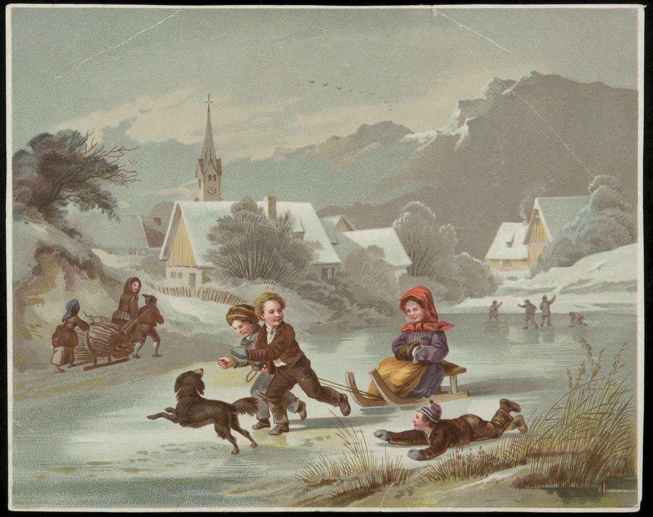 carte réclame Patinage sur un lac glacé 1996.40.2048 Photo