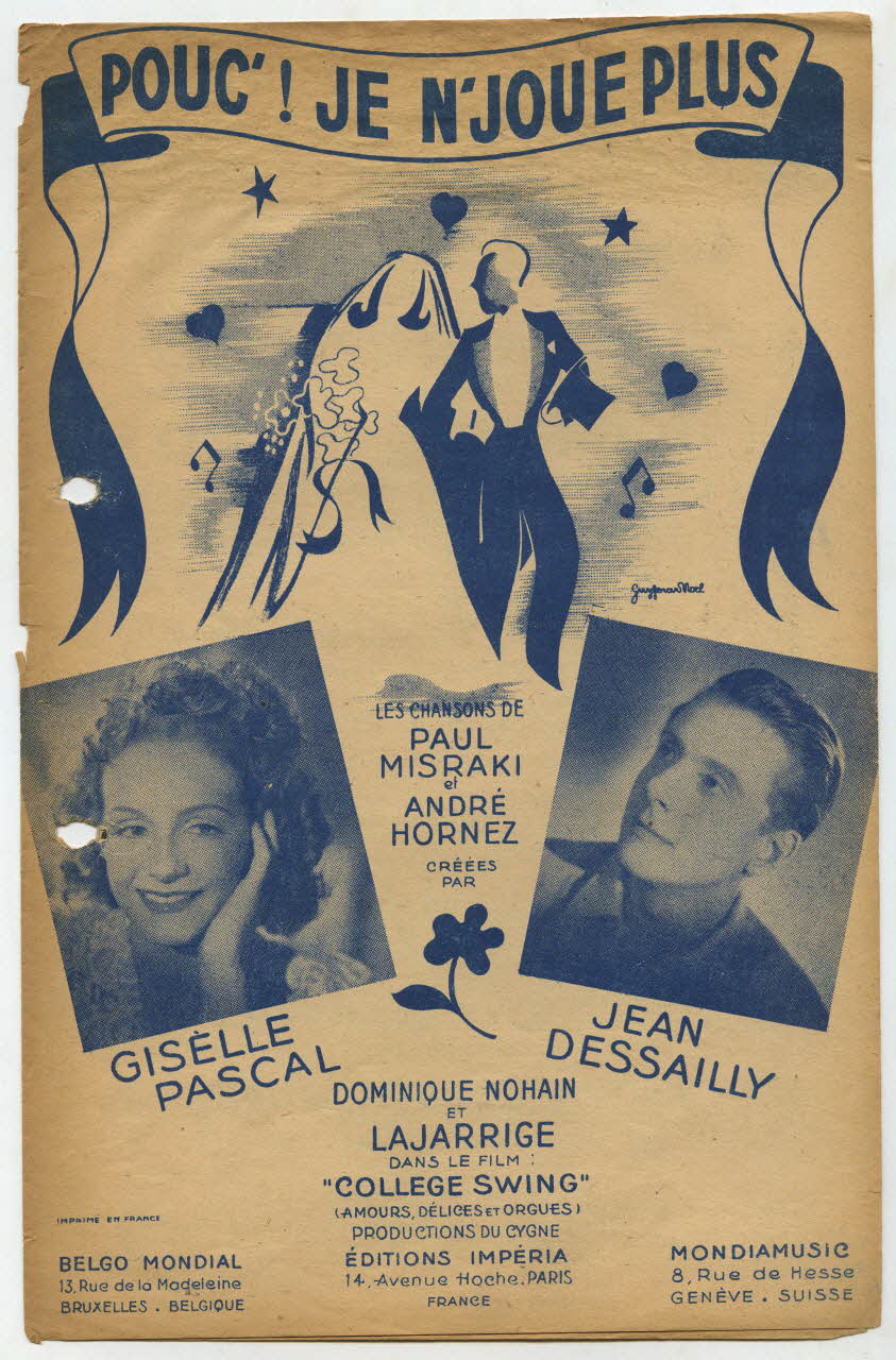 Paul Misraki ; André Hornez ; Jean Dessailly ; Giselle Pascal ; Laroche, (S.A.); ; Imperia, Editions; ; Belgo Mondial; ; Mondia Music; chanson petit format Île-de-France, France 1946 1965.121.108  Photo