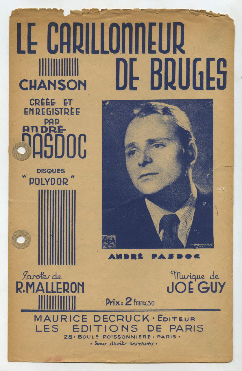 Joé Guy ; Robert Malleron ; André Pasdoc ; Maurice Decruck ; Rolland Imp. chanson petit format Île-de-France, France 1942 1965.121.135 Photo