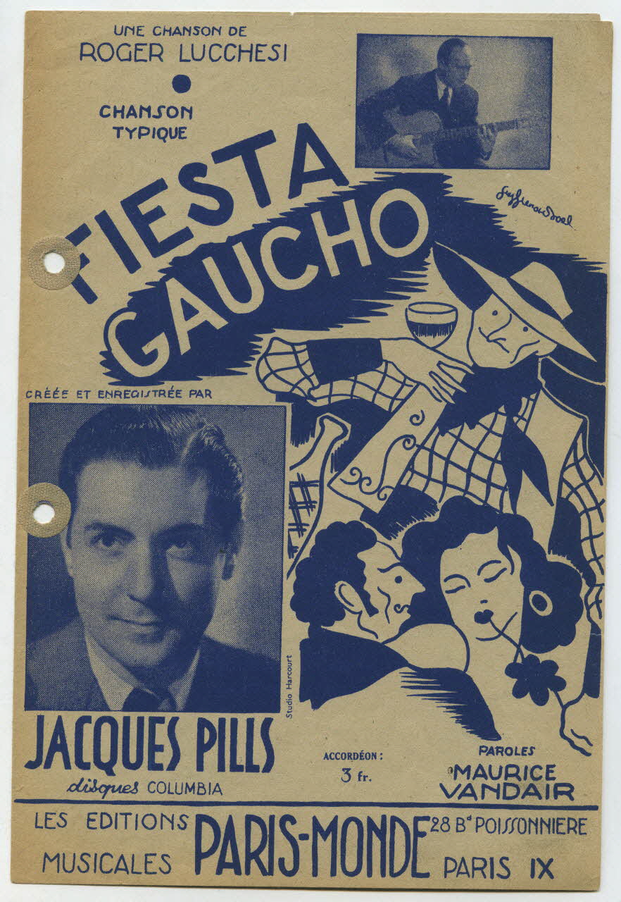 Roger Lucchesi ; Maurice Vandair ; Jacques Pills ; Cavel Et Cie ; Paris-Monde; chanson petit format Île-de-France, France 1943 1965.121.270 Photo