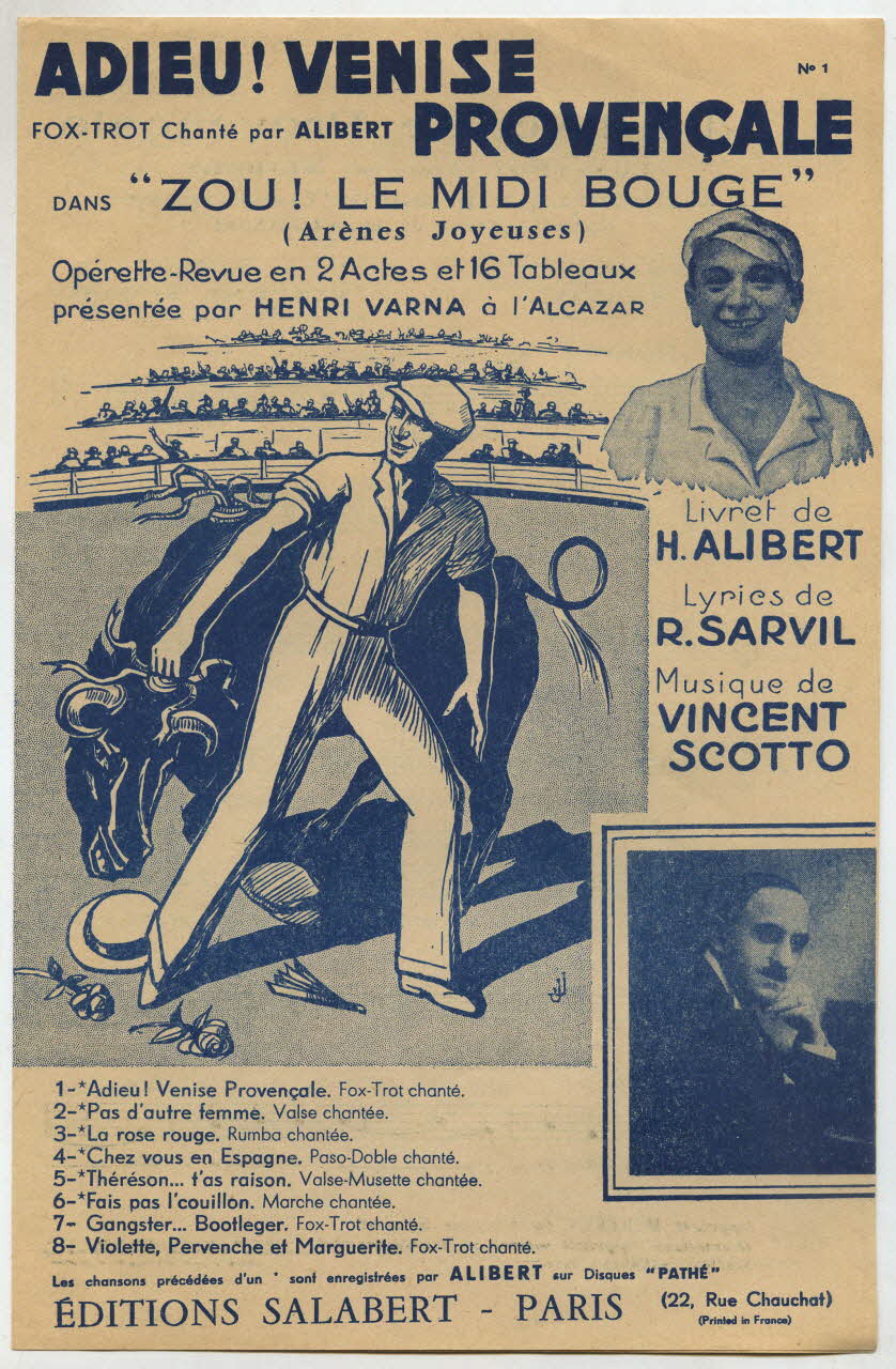 René Sarvil ; Henri Alibert ; Vincent Scotto ; Salabert chanson petit format Île-de-France, France 1934 1965.128.5 Photo