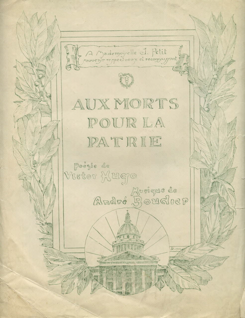 partition de musique Aux morts pour la patrie 1965.133.9 Photo