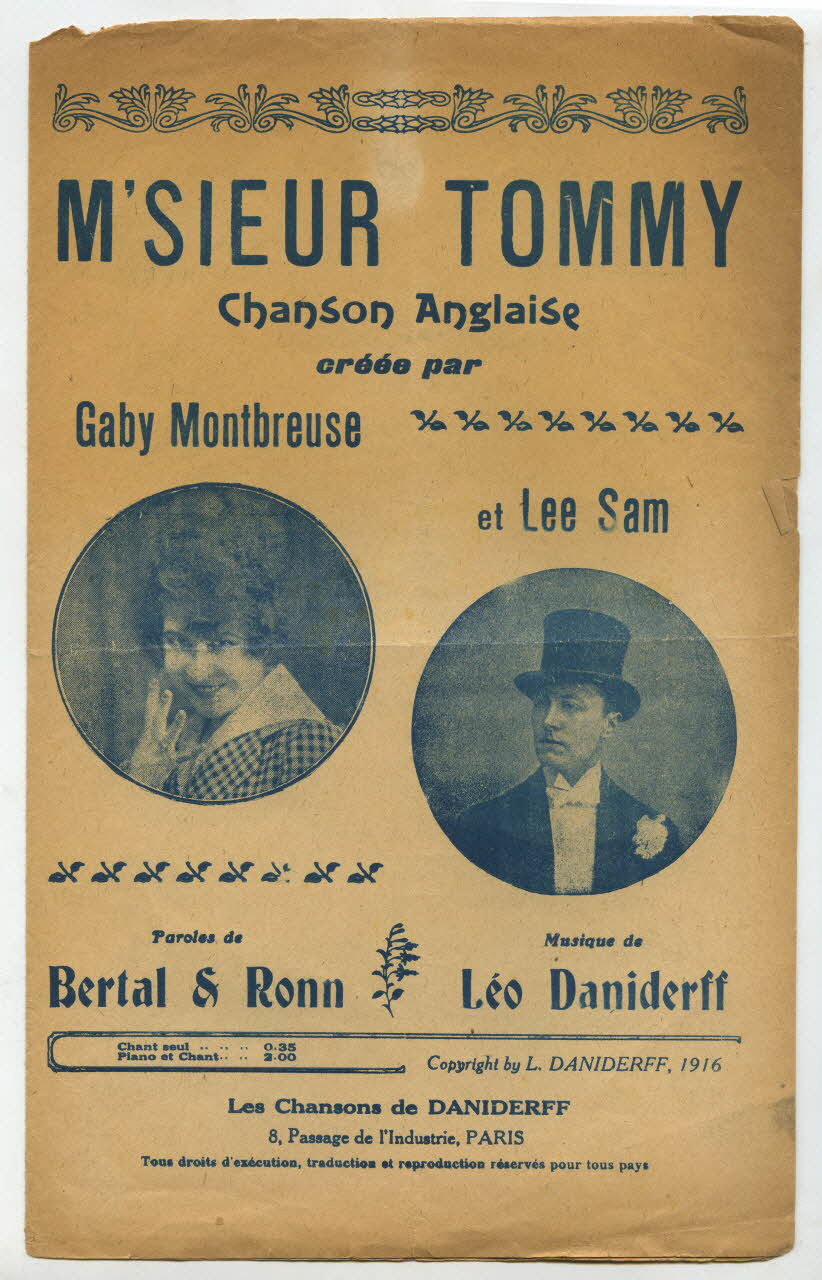 Emile Ronn ; Marcel Bertal ; Léo Daniderff ; L Ghidone ; Kiefer chanson petit format Île-de-France, France 1916 1965.134.11 Photo