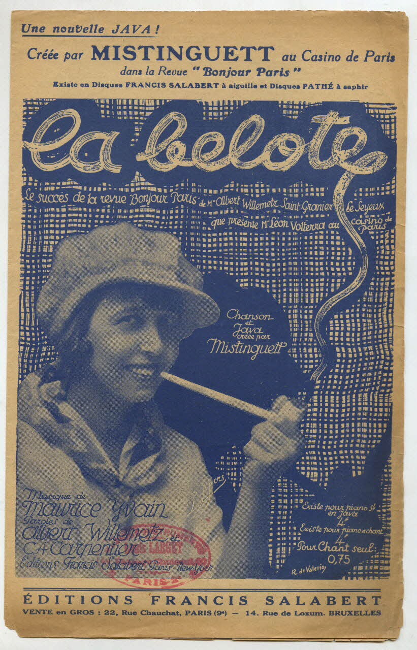 Charles-Alexis Carpentier ; Albert Willemetz ; Maurice Yvain ; Mistinguett chanson petit format 1924 1965.134.23 Photo