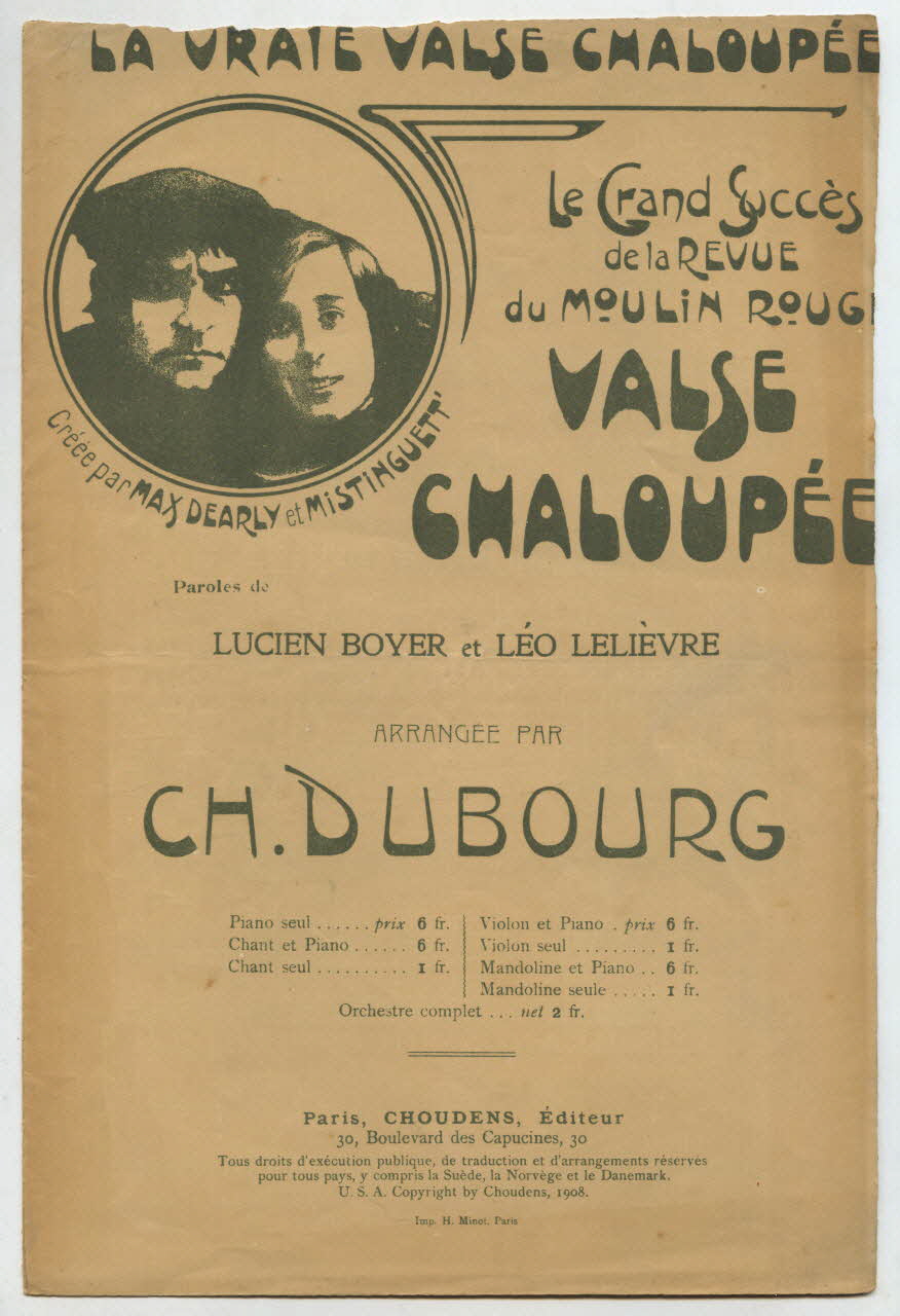 Léo Lelièvre ; Lucien Boyer ; Ch. Dubourg ; Jacques Offenbach ; Paul Dalbret ; Choudens chanson petit format 1909 1965.134.26 Photo