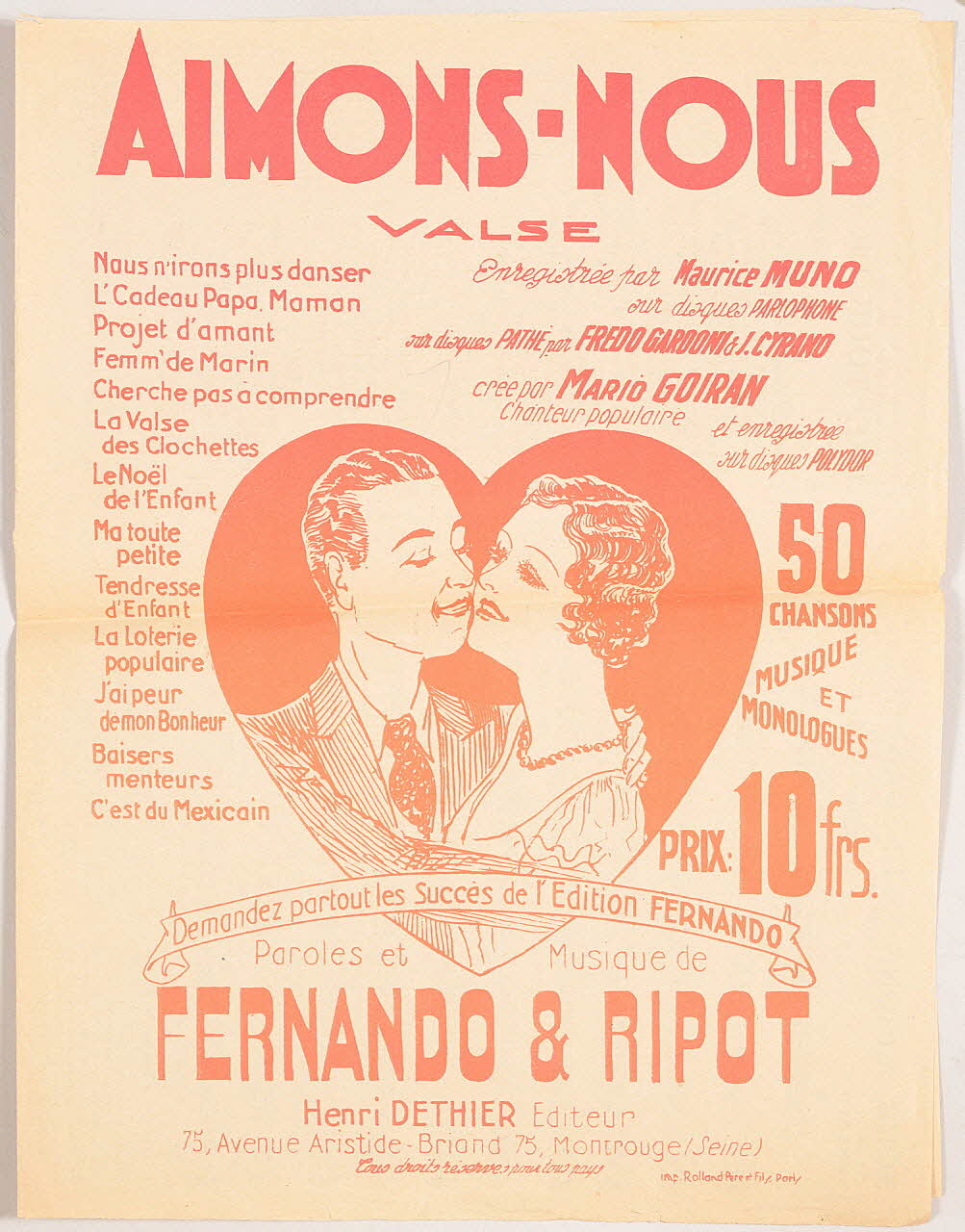 chanson petit format 1965.136.125 Photo