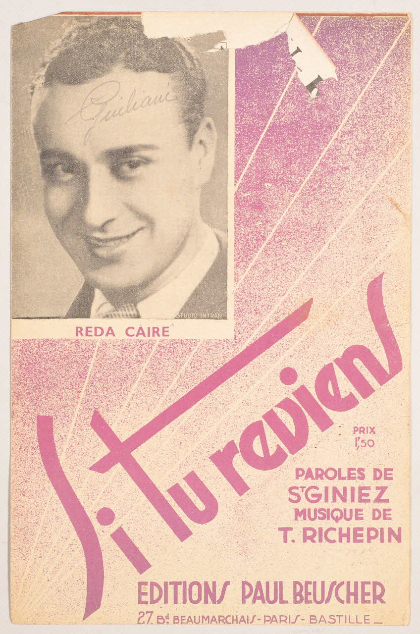 Tiarko Richepin ; J. Saint-Giniez ; Reda Caire ; Paul Beuscher chanson petit format 1936 1965.136.14 Photo