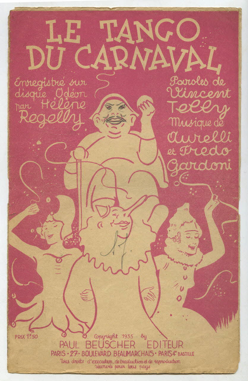 Aurelli ; Vincent Telly ; Fredo Gardoni ; Paul Beuscher ; Imprimerie Franc. ; L. Minet chanson petit format Île-de-France, France 1935 1965.136.65 Photo