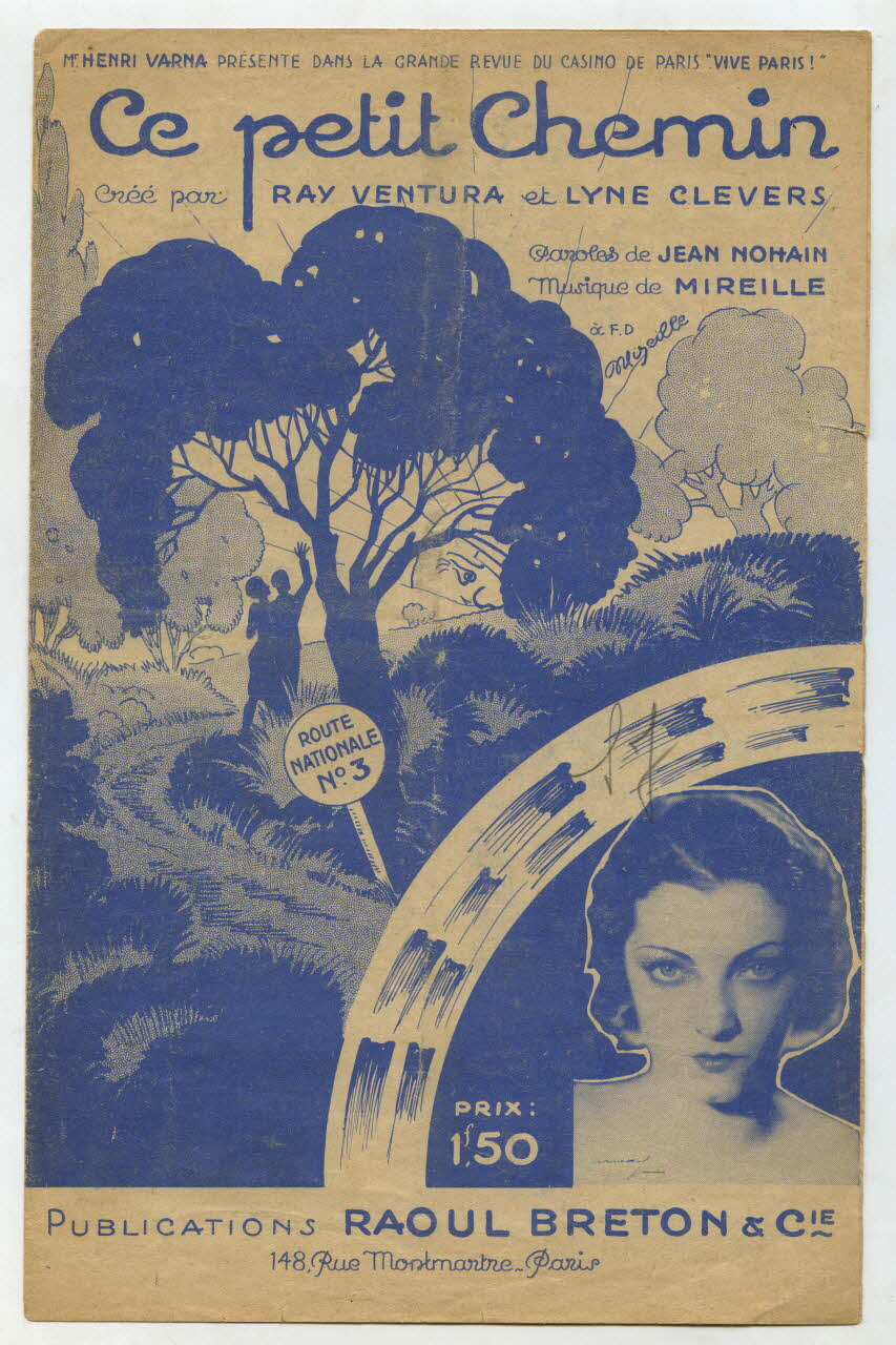 Mireille ; Jean Nohain ; Raoul Breton ; Laroche, (S.A.); chanson petit format Île-de-France, France 1933 1965.136.98 Photo