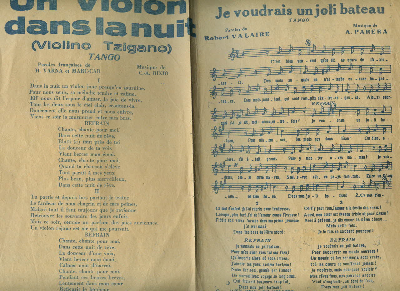 Antonio Parera ; Vincent Scotto ; Robert Valaire ; Marc Cab ; Henri Varna ; Géo Koger ; Cesare A. Bixio ; René Sarvil ; Henri Alibert ; Vedette Records; chanson petit format Paris 9ème 1936 1965.138.154 Photo