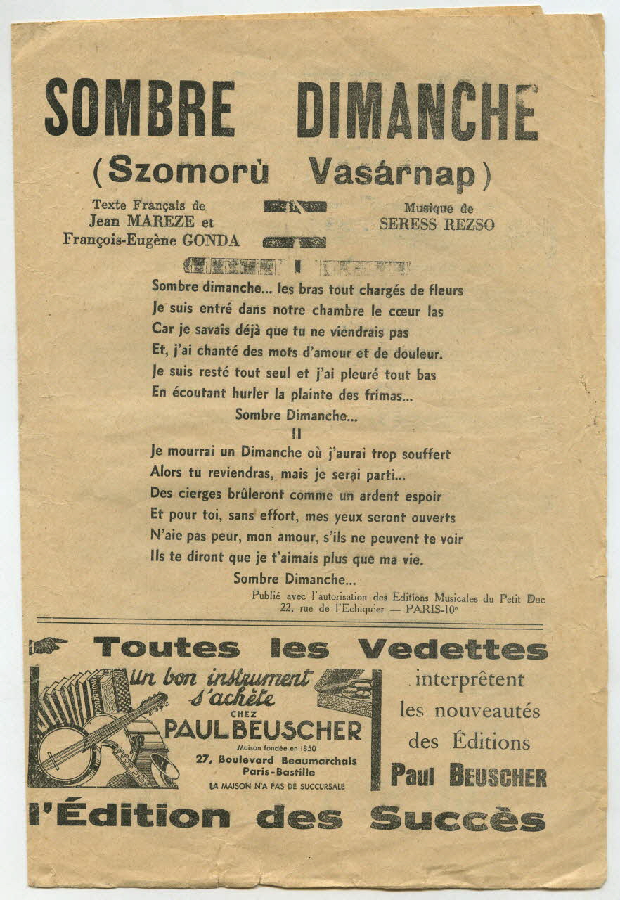 chanson petit format 1965.138.161 Photo