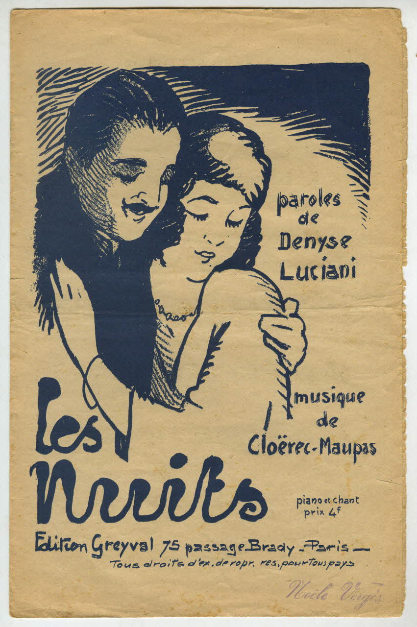 Ernest CloëRec-Maupas ; Denyse Luciani ; Edition Greyval; partition de musique petit format Île-de-France, France 1925 1965.138.75 Photo