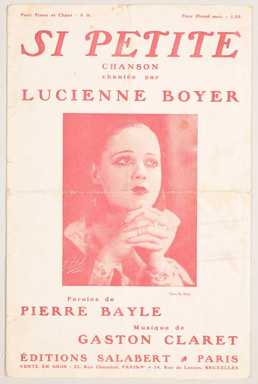 Gaston Claret ; Pierre Bayle ; Lucienne Boyer ; Salabert ; Ruben Sobol chanson petit format Île-de-France, France 1932 1965.138.81 Photo
