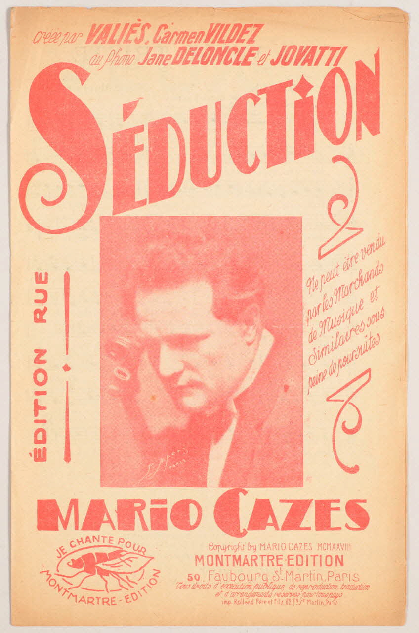 Mario Cazes ; Philippe Goudard ; Pierre Alberty ; Montmartre Edition chanson petit format Île-de-France, France 1929 1965.144.125 Photo