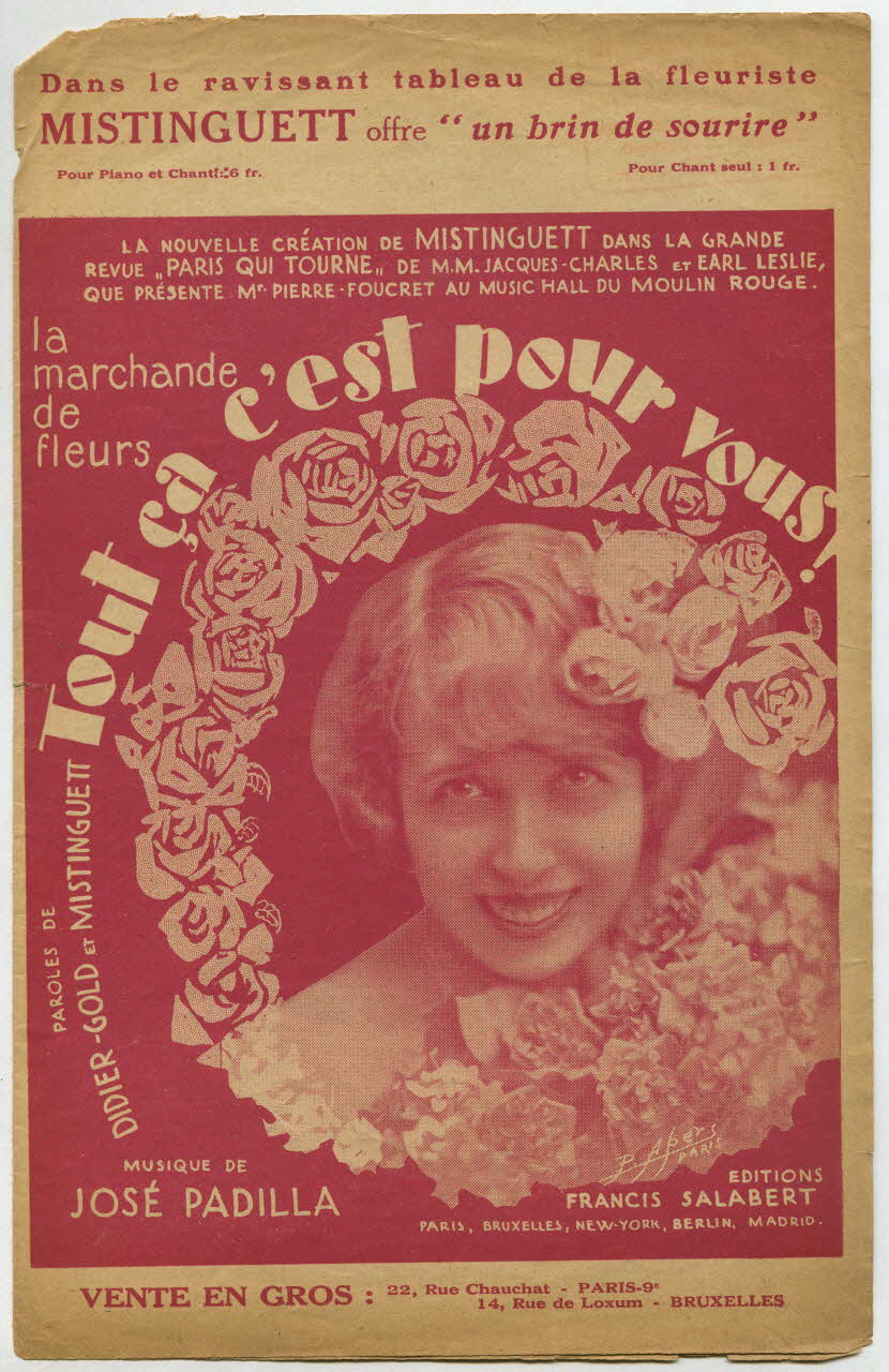 Mistinguett ; Didier Gold ; José Padilla ; Francis F. Salabert chanson petit format Île-de-France, France 1928 1965.144.126 Photo