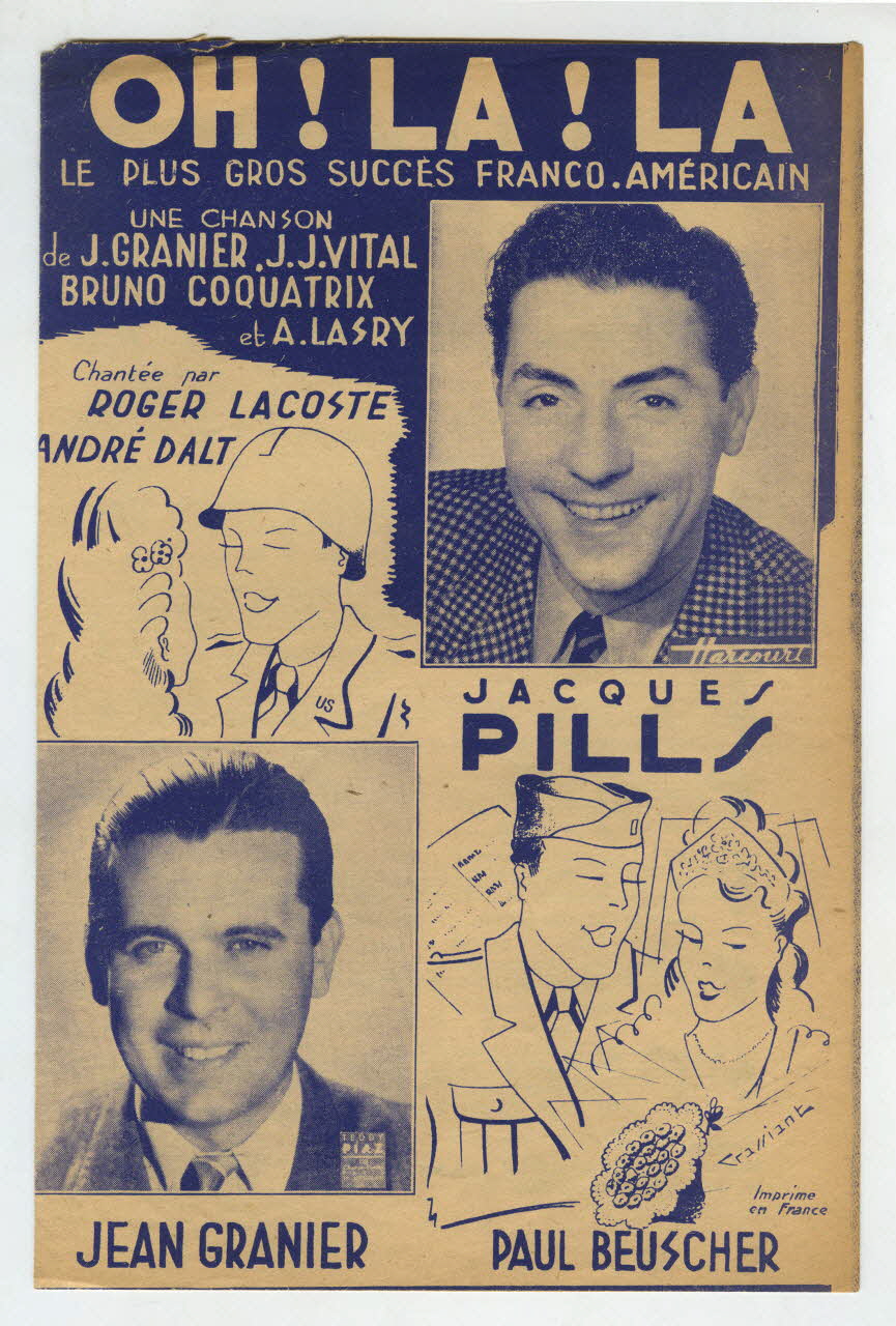 Jean-Jacques Vital ; Jean Granier ; Bruno A. Coquatrix ; Albert Lasry ; Jacques Pills ; Roger Lacoste ; André Dalt ; Paul Beuscher ; Michel Dillard chanson petit format Île-de-France, France 1945 1965.144.197 Photo