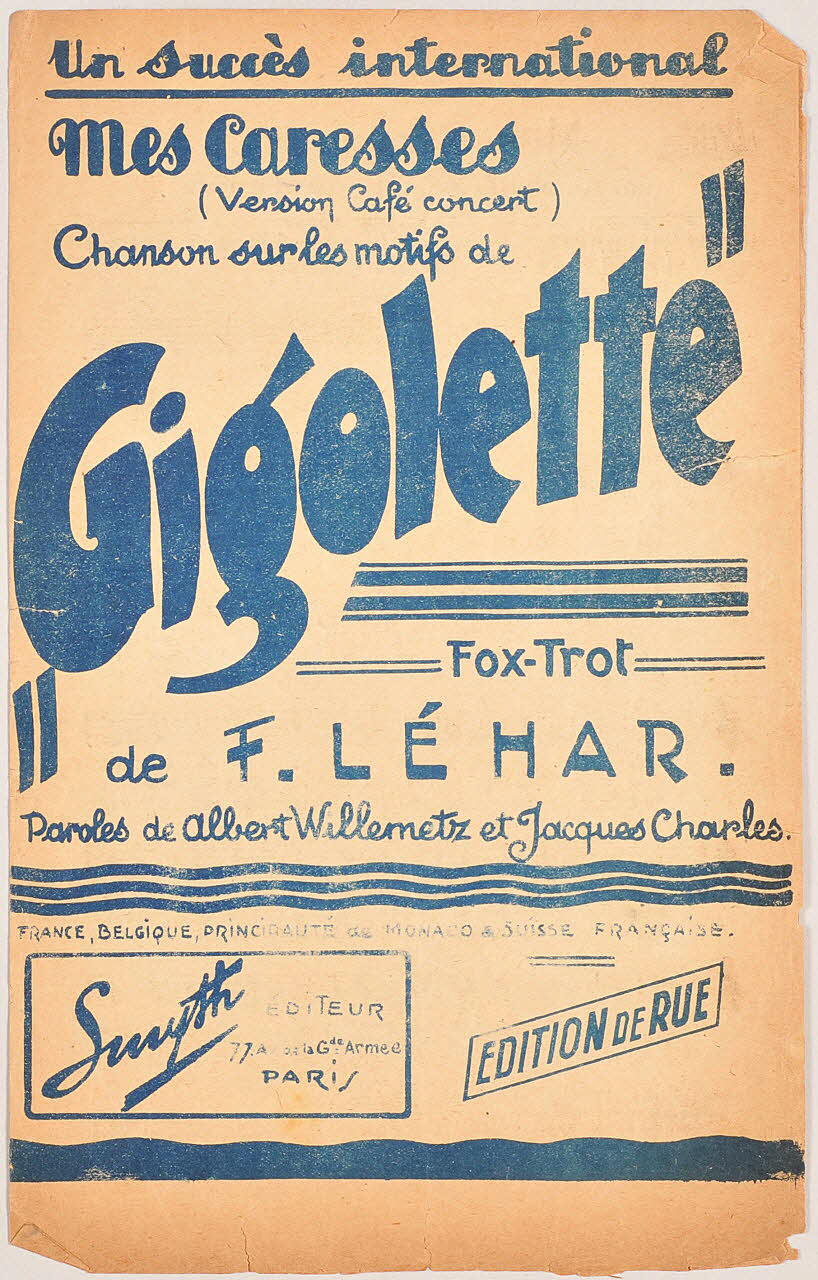 Albert Willemetz ; Jacques Charles ; Franz Lehar ; Smyth chanson petit format Île-de-France, France 1922 1965.144.32 Photo
