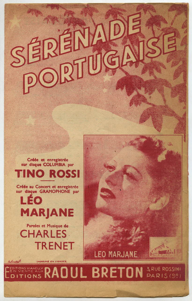 Charles Trénet ; Tino Rossi ; Léo Marjane ; Raoul Breton chanson petit format Île-de-France, France 1938 1965.144.57 Photo