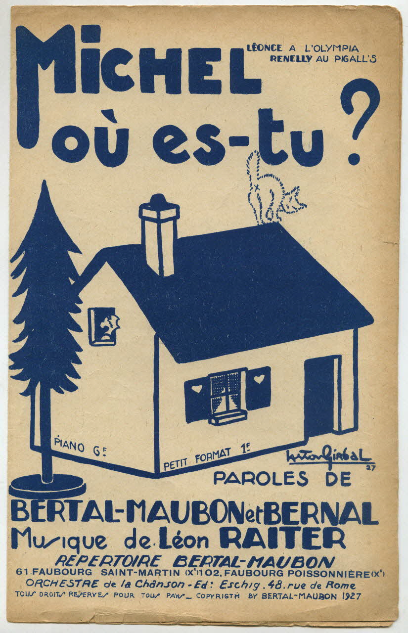 Louis Maubon ; Marcel Bertal ; A. Bernal ; Léon Raiter chanson petit format Île-de-France, France 1926 1965.144.58 Photo