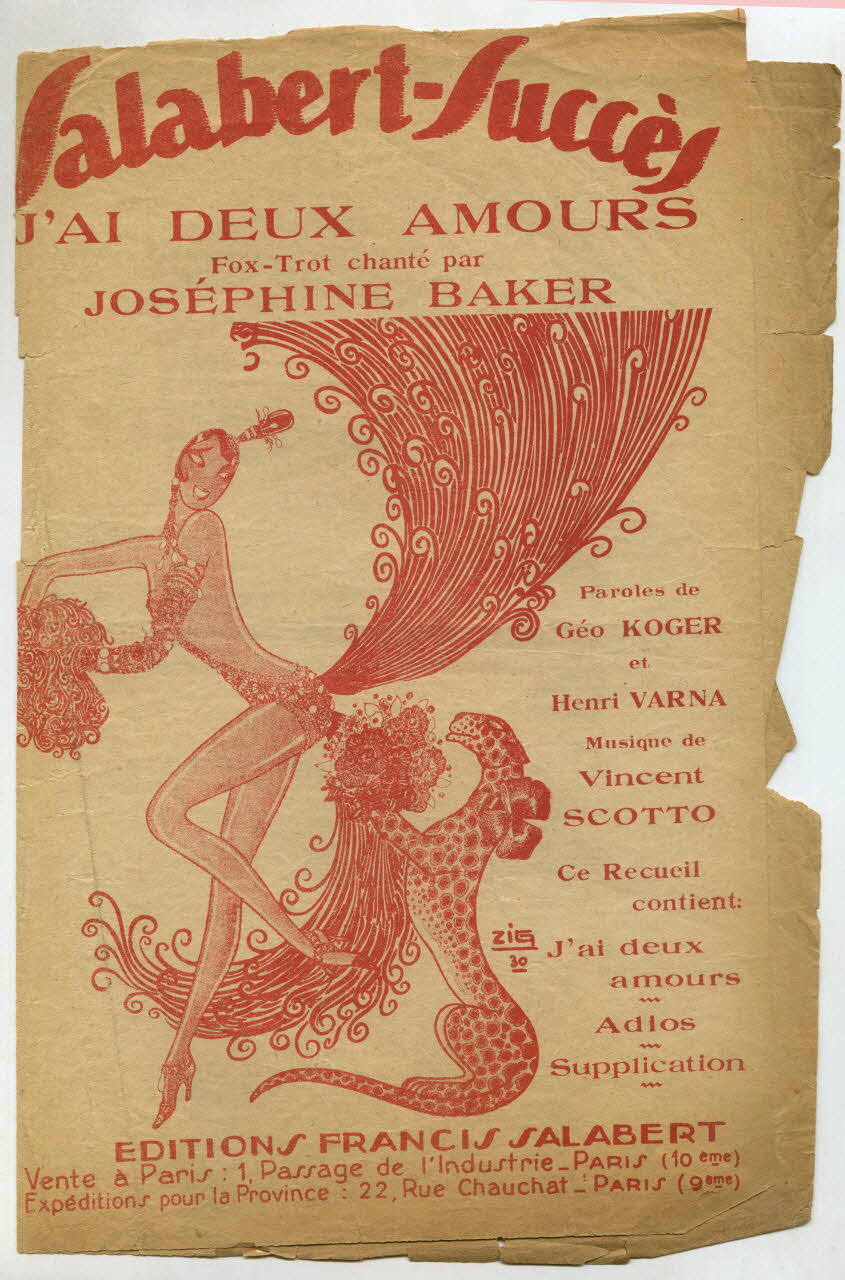 Henri Varna ; Géo Koger ; Vincent Scotto ; René Sylviano ; Pierre Mandru ; Joséphine Baker ; Francis F. Salabert chanson petit format 1930 1965.144.65 Photo