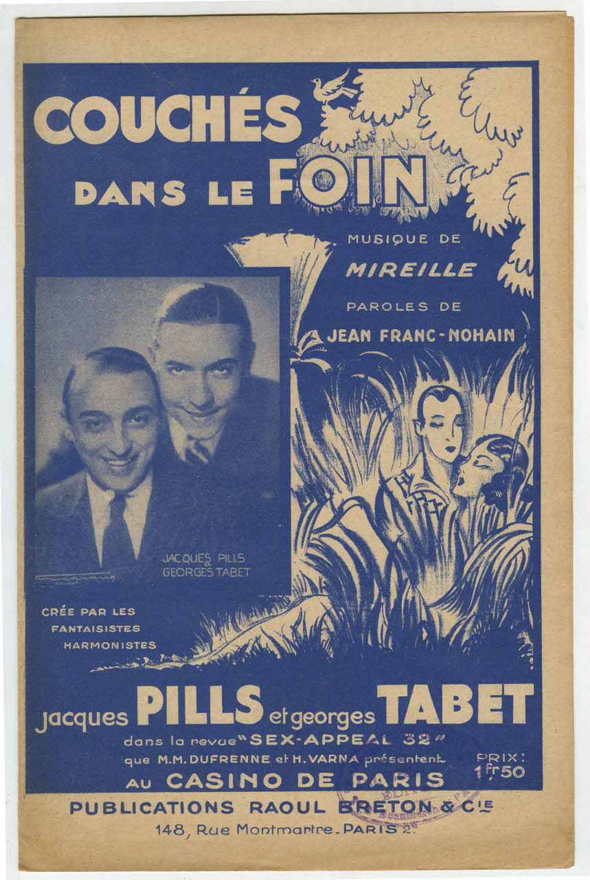 Mireille ; Jean Franc-Nohain ; Jacques Pills ; Georges Tabet ; Raoul Breton ; Laroche, (S.A.); chanson petit format Île-de-France, France 1932 1965.144.84 Photo