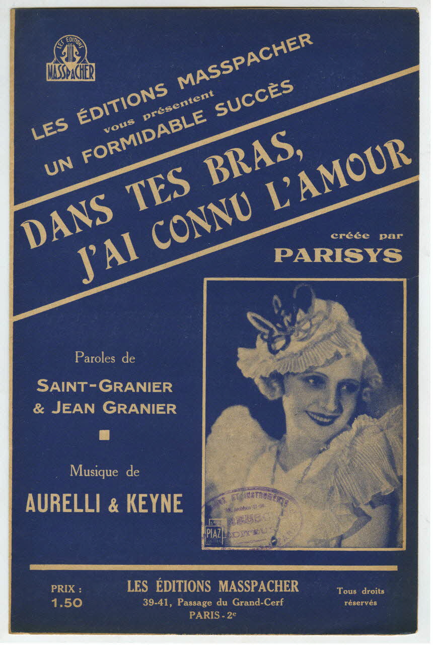 Charles Saint-Granier ; Jean Granier ; Aurelli ; Keyne ; Parisys ; Masspacher; ; Cavel Et Cie chanson petit format Île-de-France, France 1936 1965.144.87 Photo