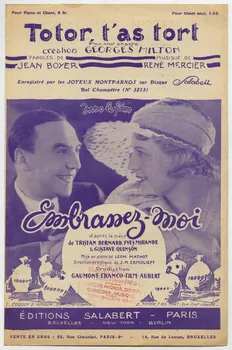 René Mercier ; Jean Boyer ; Tristan Bernard ; Yves Mirande ; Georges Milton ; Francis F. Salabert chanson petit format Île-de-France, France 1932 1965.144.88 Photo
