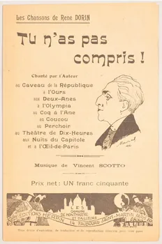 Vincent Scotto ; René Dorin ; V. Herpin chanson petit format Paris 10ème 1921 1965.149.6  Photo
