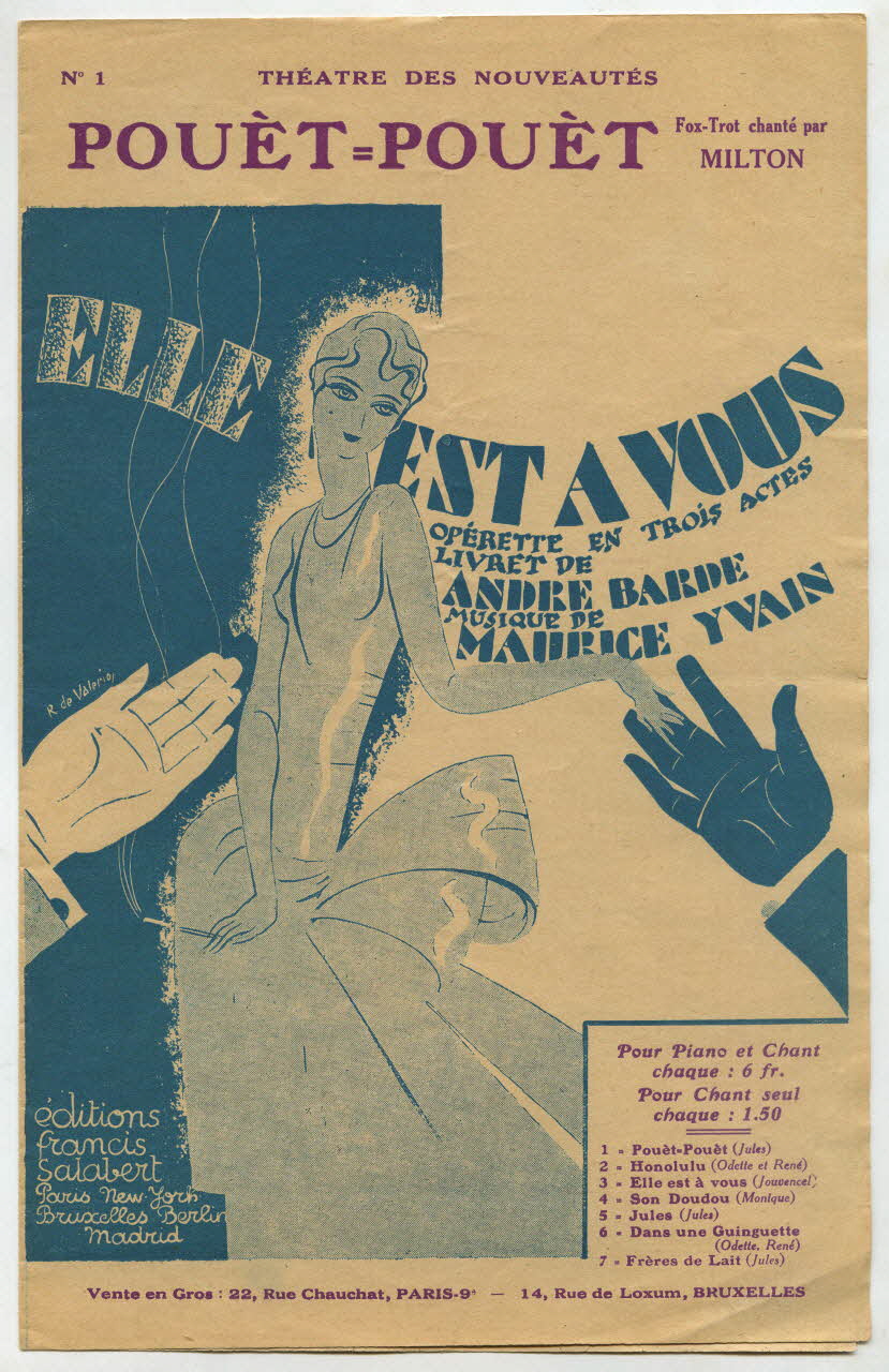 Maurice Yvain ; André Barde ; Georges Milton ; Francis F. Salabert chanson petit format 1929 1965.149.88 Photo