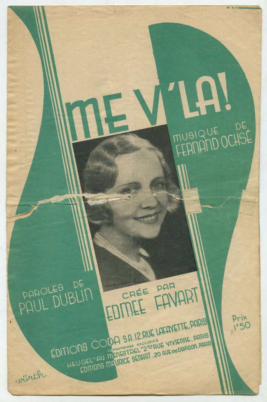Fernand Ochsé ; Paul Dublin ; Edmée Favart ; Imprimerie Franc. ; Editions Coda chanson petit format Île-de-France, France 1934 1965.152.22 Photo