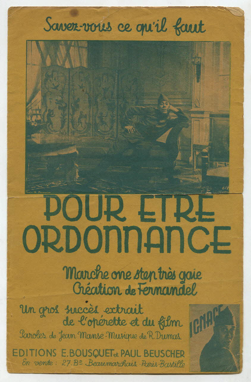 Roger Dumas ; Jean Manse ; Fernandel ; Bousquet Et Beuscher chanson petit format 1937 1965.159.13 Photo