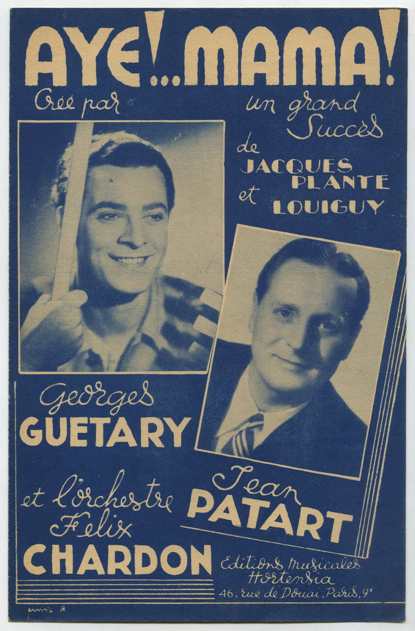 Louiguy ; Jacques Plante ; Georges Guétary ; Jean Patart ; Orchestre Félix Chardon; ; Hortensia; ; La Lyre; chanson petit format Île-de-France, France 1946 1965.159.41 Photo
