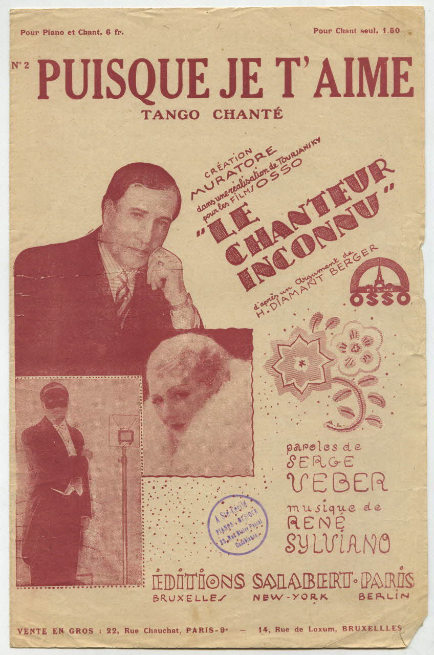 René Sylviano ; Serge Veber ; Lucien Muratore ; Salabert chanson petit format Île-de-France, France 1931 1965.159.62 Photo