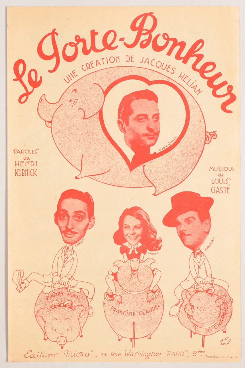 Louis Gasté ; Henri Kubnick ; Jacques Hélian ; Editions Micro; chanson petit format Paris 8ème 1945 1965.159.8 Photo