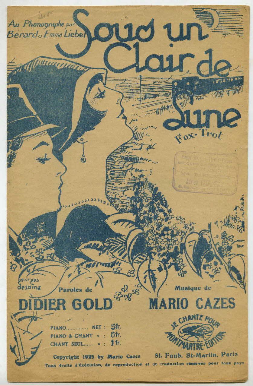 Mario Cazes ; Didier Gold ; Emma Liébel partition de musique petit format 1925 1965.160.27 Photo