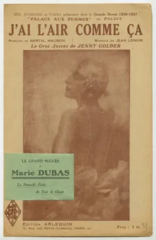 Louis Maubon ; Marcel Bertal ; Jean Lenoir ; Marie Dubas ; Jenny Golder ; Delanchy & Fils; ; Arlequin édition; partition de musique petit format Île-de-France, France 1926 1965.160.58  Photo