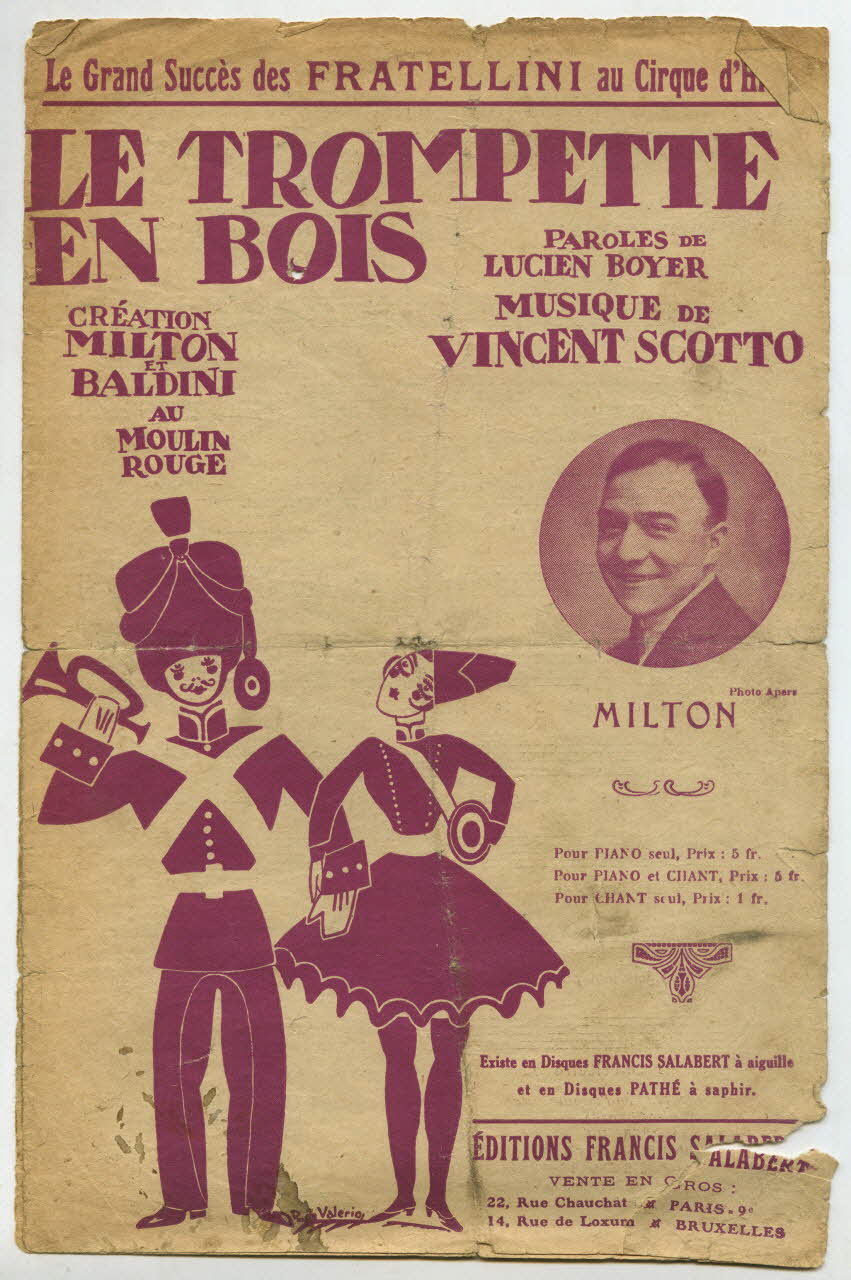 Vincent Scotto ; Lucien Boyer ; Georges Milton ; Francis F. Salabert chanson petit format Île-de-France, France 1924 1965.164.28 Photo